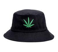 Bucket Hat Cap Marijuana Weed Leaf Cannabis - Snapback Pieghevole Uomini Donne, Nero , Taglia unica