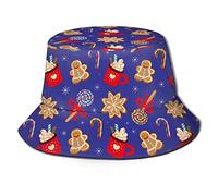 Bucket Hat Christmas Celebration Traditional Dessert Seamless Picture Cappello da Pesca Pieghevole Cappellos A Secchiello Traspirante Cappellos Pescatore per Escursionismo Summer Viaggio