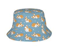 Bucket Hat Cucciolo di Cane Corgi dei Cartoni Animati Pieghevole Cappello da Secchio Unisex Cappellino per Summer Viaggi Caccia