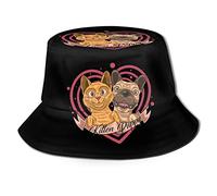 Bucket Hat Cute Kitten And Puppy Love Each Other Cappelli alla Pescatora Pieghevole Cappello da Pesca Casual Cappellos A Secchiello per Sport Campeggio Escursionismo