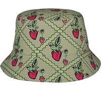 Bucket Hat Cute Strawberry And Green Leaves Pattern Cappellos A Secchiello Traspirante Cappello da Pesca Classico Cappello da Pescatore per Viaggio All'Aperto Summer