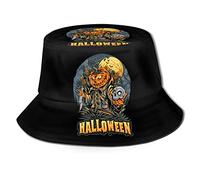 Bucket Hat Halloween Scarecrow Holding A Skull with The Moon Cappellos A Secchiello Protezione del Sole Cappello da Pesca Moda Cappellos Pescatore per All'Aperto Summer Viaggio