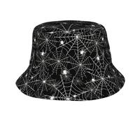 Bucket Hat Halloween Spider Web Black Night Cappello da Pesca Confortevole Cappello da Pescatore Double-Side Cappelli alla Pescatora per Viaggio Escursionismo Campeggio