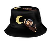 Bucket Hat Monkey Astronaut with The Moon in Space Cappellos Pescatore Stylish Cappellos A Secchiello Pieghevole Cappello da Pesca per Escursionismo Campeggio Summer