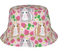 Bucket Hat Pink Strawberry Guinea Pigs Cappellos A Secchiello Confortevole Cappello da Pesca Traspirante Cappello da Pescatore per Summer Escursionismo Sport