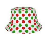 Bucket Hat Red Green Polka Dots Cappelli alla Pescatora Confortevole Cappello da Pescatore Protezione del Sole Cappello da Pesca per Sport Escursionismo Campeggio