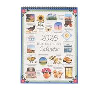 Bucket List Calendar 2026 | Spiral Wire Bucket List Wall Calendar, Inspirational Goal Planner Motivational Illustrations, Funny Desk Planner For Planning School Home Offices Decor