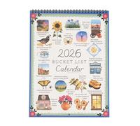 Bucket List Calendar 2026 | Spiral Wire Bucket List Wall Calendar, Inspirational Goal Planner Motivational Illustrations, Funny Desk Planner For Planning School Home Offices Decor