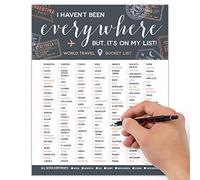 Bucket List Travel Art Decor - Lista di controllo dei viaggi mondiali per tenere traccia della decorazione da parete di viaggio - "I Havent Been Everywhere But Its On My List" (grigio, 8 x 10)