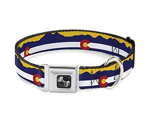Buckle Down 15 - 66 cm Colorado Flag/Mountain Silhouette Giallo Collare Bone, Grande