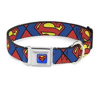 Buckle Down 15 - 66 cm Superman Shield Close-up Blu/Rosso/Giallo Collare per Cani, Grande