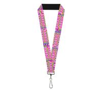 Buckle-Down Barbie Lanyard, Barbie Bold Text Stacked Pink Multi Color, Elastic