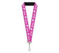 Buckle-Down Barbie Lanyard, Barbie Script Signature Logo and Silhouette Hot Pink