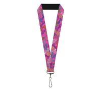 Buckle-Down Barbie Lanyard, Barbie Script Signature Scattered Pink Multi Color,