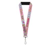 Buckle-Down Barbie Lanyard, Barbie Smart Beautiful Strong Icons Pink Multi Color