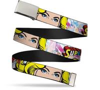 Buckle Down Boys Web Belt-Super Shield Floral Design White/Greens 1.0" Wide - Fi