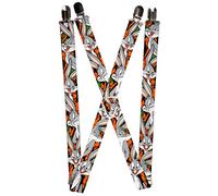 Buckle-Down Bretelle Bunny Expressions/Carrots Black Suspensori, Multicolore, Taille Unique Uomo, multicolore, Taglia unica
