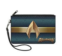 'Buckle-Down Buckle-Down Zip Wallet Aquaman Large Accessory, Aquaman, 20,3 x 12,7 cm, Aquaman 2017 Icon Scale Stripe Blu/Oro, L