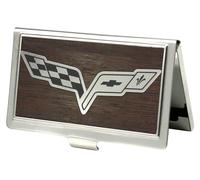 Buckle-Down Business Card Holder - C6 Marquetry Black Walnut/Metal - Small
