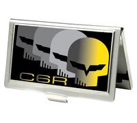 Buckle-Down Business Card Holder - C6 Racing w/Skull Repeat Black/Yellow/Silver