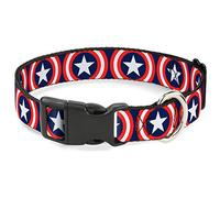 Buckle Down Captain America Shield Repeat Navy plastica Clip Collare