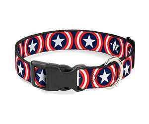 Buckle Down Captain America Shield Repeat Navy plastica Clip Collare