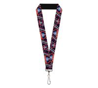 Buckle-Down Carroll Shelby Lanyard, Shelby Cobra Plaid X Navy Gray Red, Elastic