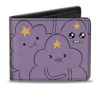 Buckle-Down Cartone animato Network Portafoglio, Bifold, Adventure Time Lumpy Space Princess Poses Stacked Lavanda, Pelle Vegana