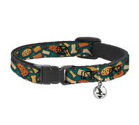 Buckle-Down Cat Collar, Breakaway Collar with Bell, Dog Bone and Biscuit Treats