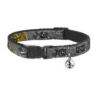 Buckle-Down Cat Collar, Breakaway Collar with Bell, Quarter Coins Stacked Silver