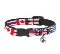 Buckle-Down Cat Collar, Breakaway Collar with Bell, Soccer Fan World Cup Team Co
