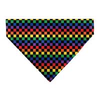 Buckle-Down Checker Black Rainbow Multi Color Black Slip On CollarÊBandana Only
