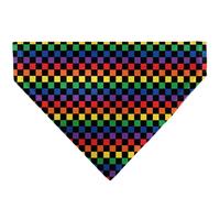 Buckle-Down Checker Black Rainbow Multi Color Black Slip On CollarÊBandana Only