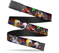 Buckle-Down - Cintura da uomo Looney Tunes, 3,2 cm, multicolore, larga, adatta a pantaloni fino a 106,7 cm