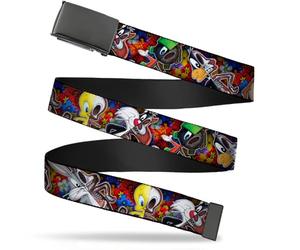 Buckle-Down - Cintura da uomo Looney Tunes, 3,2 cm, multicolore, larga, adatta a pantaloni fino a 106,7 cm