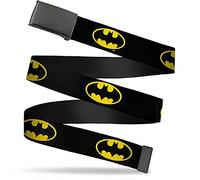 Buckle-Down Cintura Web 3,2 cm Grtel, Batman Shield Nero/Giallo, 3 cm Breit-Passt Oben-107 cm Pant Größe Uomo
