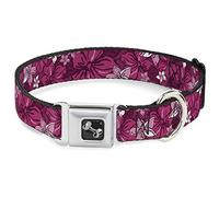 Buckle Down Collare per Cani con Fibbia, Collage di Ibisco, Rosa, Larghezza 2,5 cm, Adatto per Collo da 38 a 66 cm, Grande, Multicolore