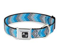 Buckle-Down Collare per Cani con Fibbia per Cintura di Sicurezza, Motivo a Zigzag, Grigio/Blu, Larghezza 2,5 cm, Adatto per Collo da 38,1 a 66 cm, Taglia L