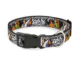 Buckle-Down Collare per cani in plastica con clip Scooby Doo Group Pose Bones, multicolore, larghezza 2,5 cm, adatto per collo da 38,1 a 66 cm, L (DC-BKSR-WSD014-1,0-L)