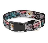 Buckle-Down Collare per cani Martingala rosa con fiori in filigrana, larghezza 2,5 cm, collo 28-43,2 cm, taglia M