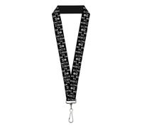 Buckle-Down Lanyard-1.0"-Multi Skull Black/Gray 22" x 1" Multicolor