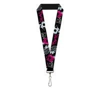 Buckle-Down Corpse Bride Lanyard, Corpse Bride Emily Hearts and Skull Black Whit