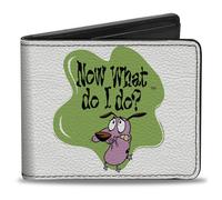 Buckle-Down Portafoglio con scritta "Courage the Cowardly Dog", Bifold, Courage the Cowardly Dog Now What Do It Do? Title Pose, Vegan Leather