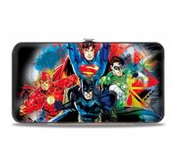 Buckle-Down Da donna, Justice League 4 Superhero Group Pose Splatter Multicolore, 1, Moderno
