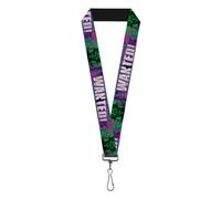 Buckle-Down DC Comics Lanyard, The Joker Wanted Smiling Pose and Graffiti Purple