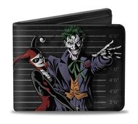 Buckle-Down DC Comics Portafoglio, Bifold, Harley Quinn Hugging Joker Pose Lineup Grigio, Pelle Vegana, Multicolore, Taglia Standard, Multicolore, Taglia standard