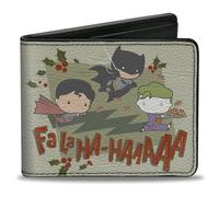 Buckle-Down DC Comics Portafoglio, Bifold, Justice League Chibi Holiday Christmas Superman Batman Joker, in pelle vegana, 10,2 x 8,9 cm, casual