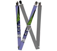 Buckle-Down DC Comics Suspenders, Split Two Face Purple Plain Gray 1.5-Inch Wide