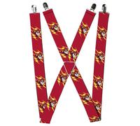 Buckle-Down DC Comics Suspenders, The Flash Face Bolts Reds Yellow Gray 1.5-Inch