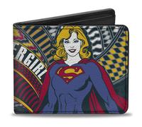 Buckle-Down Portafoglio Bifold DC Comics Supergirl Pose e Super Shield Navy Rosso Pelle vegana